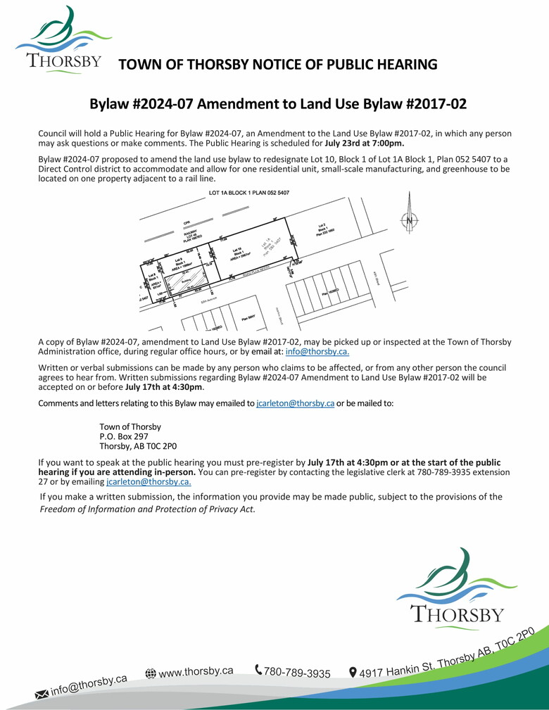 Notice of Public Hearing for Land Use Bylaw Amendment