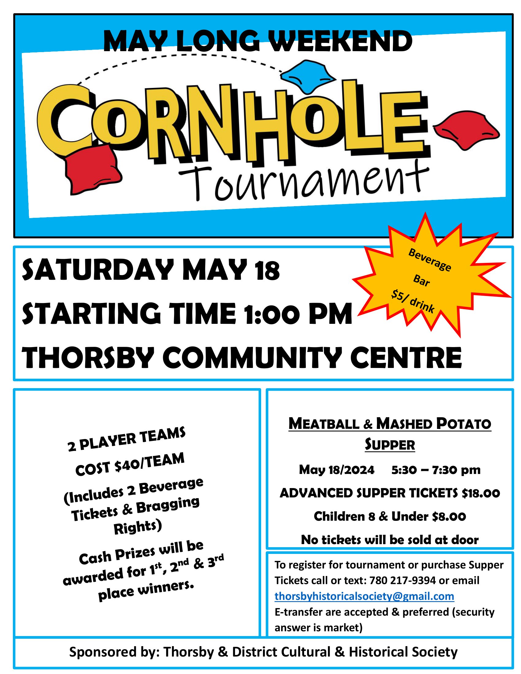 Thorsby Community Centre Cornhole Tournament!: News - Town of Thorsby