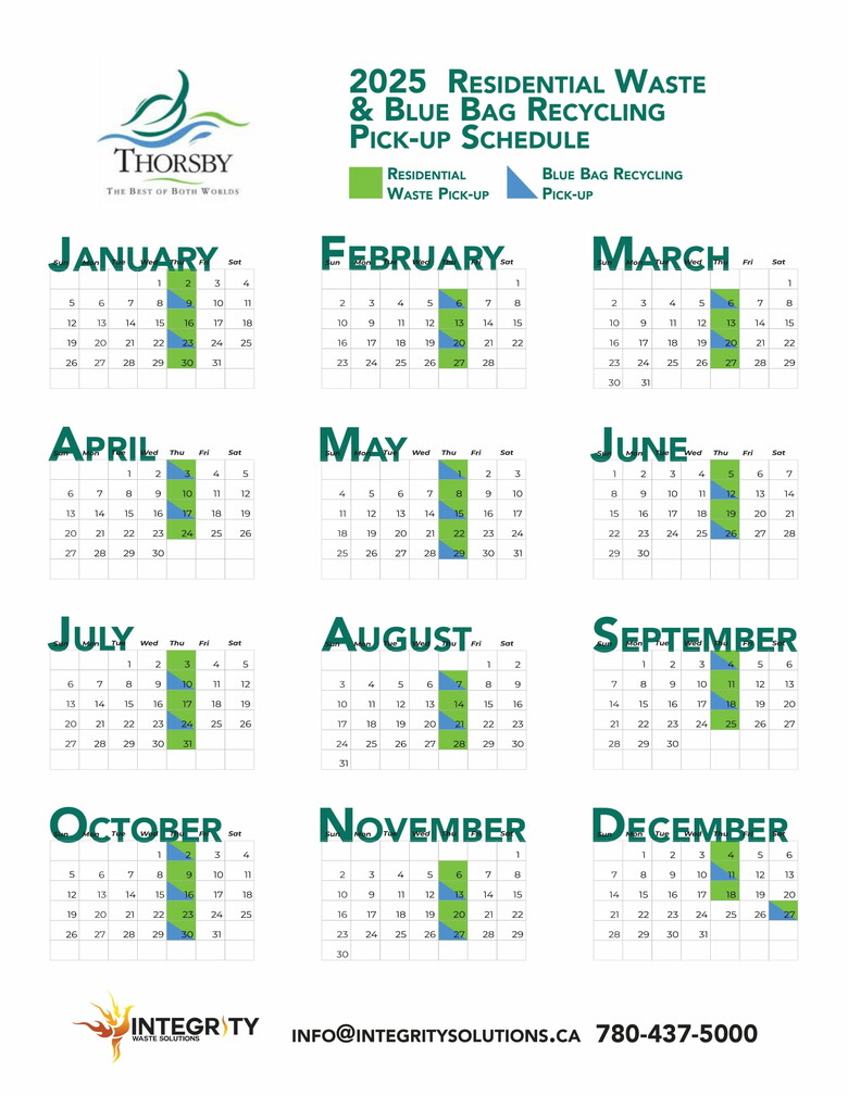 2025 Thorsby Garbage & Recycling Schedule + Magnets!